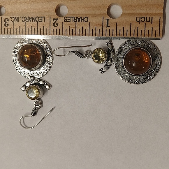 Amber and citrine earrings - Picture 4 of 4